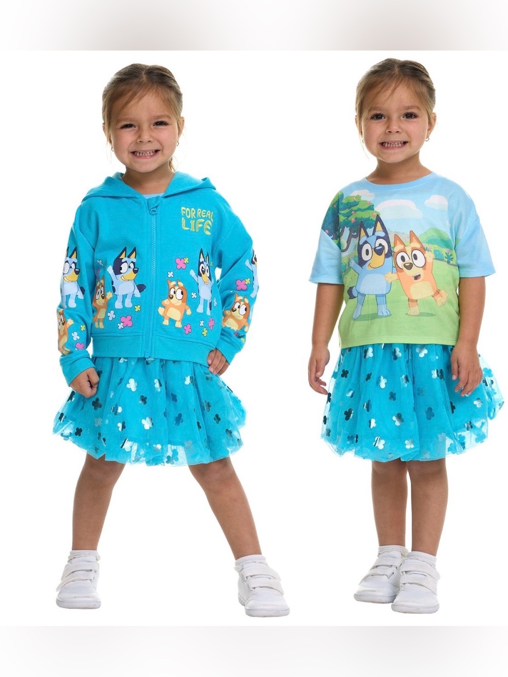 NWT Blue 'For Real Life' Bluey 3 piece Tutu Skirt Set 2T